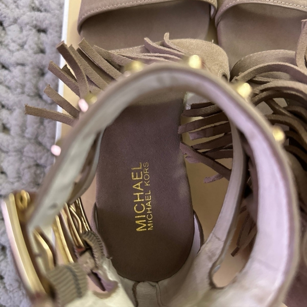 Michael Kors Brown Suede Fringe Sandals - Picture 3 of 7